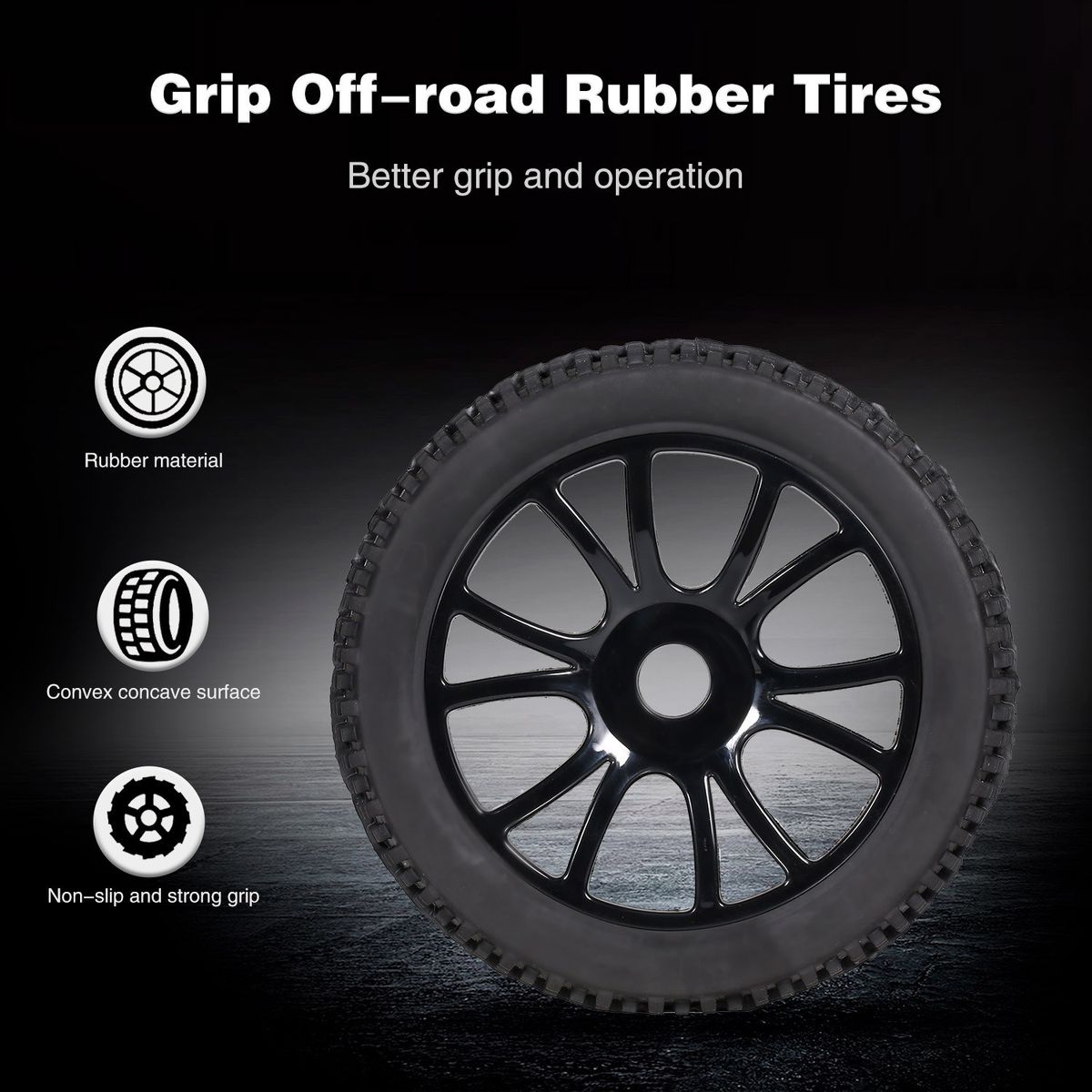4PCS 1/8 RC Off-Road Rubber Tires For RV/ Flat Car/ Race Car