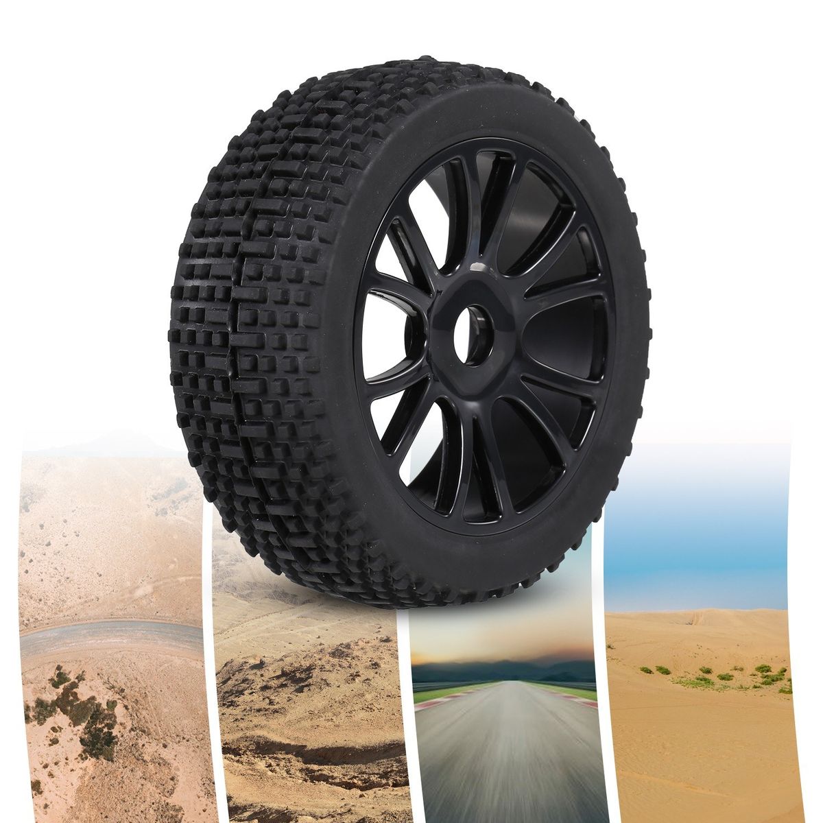 4PCS 1/8 RC Off-Road Rubber Tires For RV/ Flat Car/ Race Car