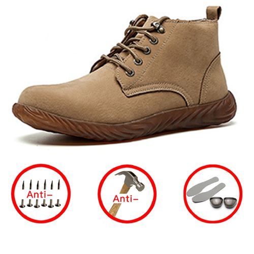 Safety Shoes Steel Toe Work Boots Leather Upper For Men