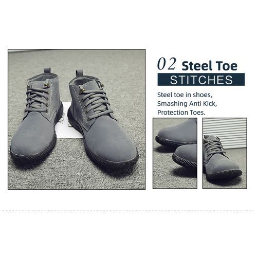 Safety Shoes Steel Toe Work Boots Leather Upper For Men