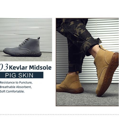 Safety Shoes Steel Toe Work Boots Leather Upper For Men