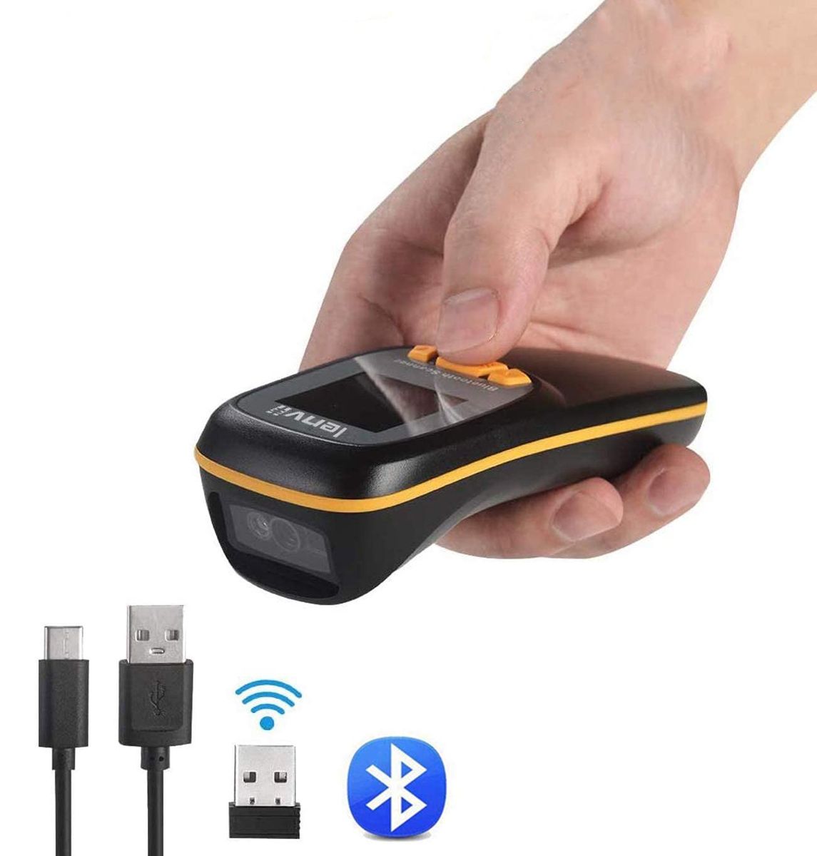 R777 Portable Bluetooth Barcode Scanner Wireless With LCD Screen Handheld 2D Barcode Reader QR Code Scanner