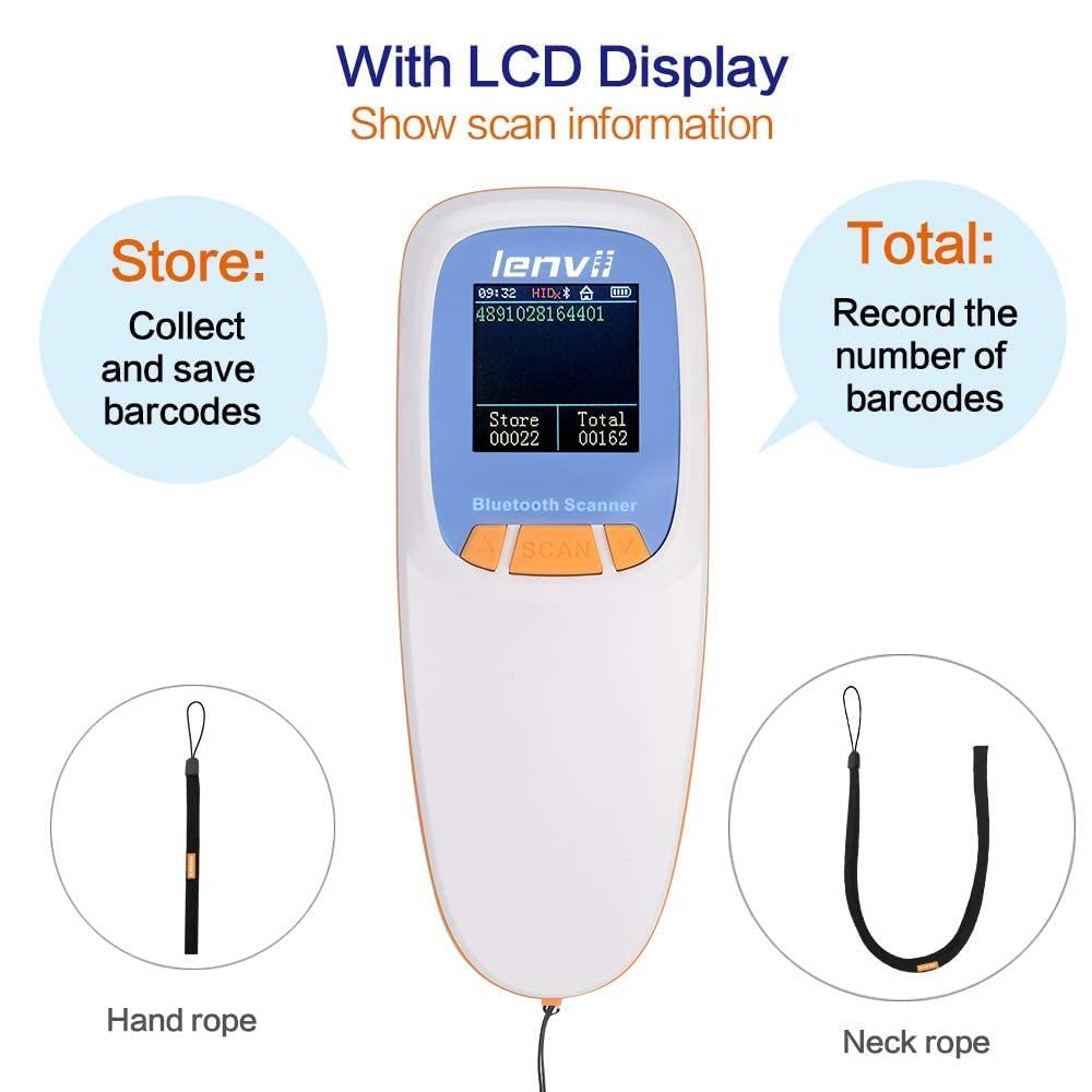 R777 Portable Bluetooth Barcode Scanner Wireless With LCD Screen Handheld 2D Barcode Reader QR Code Scanner