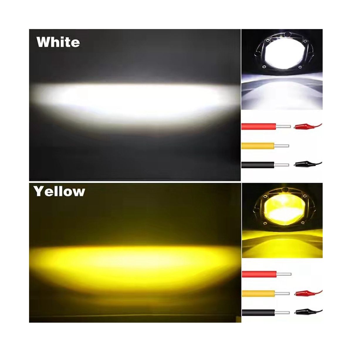 30W Yellow White Colour 12V LED Square Spotlight 3inch Front Bar Fog Light Suitable for Motorbikes Beach Bikes Off-Road