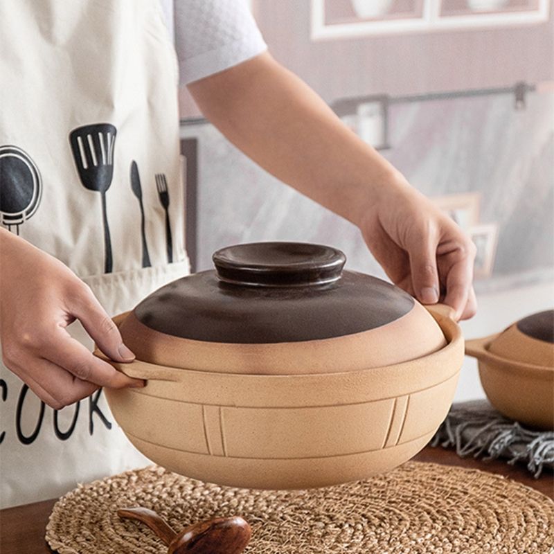 Unglazed Ceramic Material Casseroles Pot Rice Soup Stew Pot