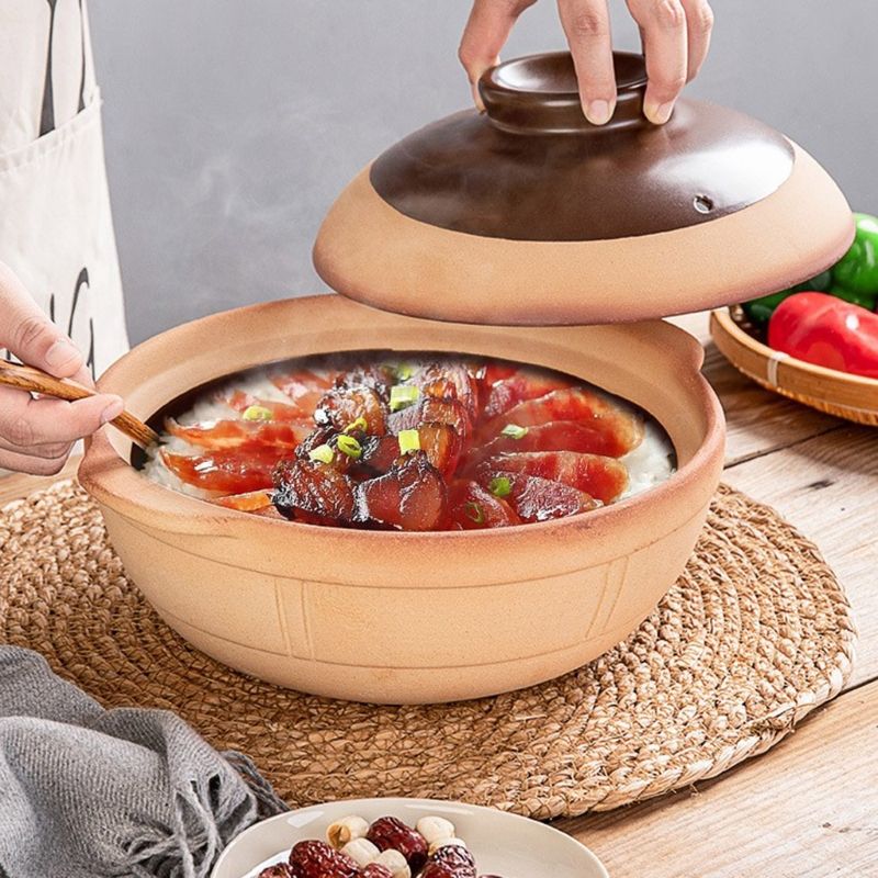 Unglazed Ceramic Material Casseroles Pot Rice Soup Stew Pot