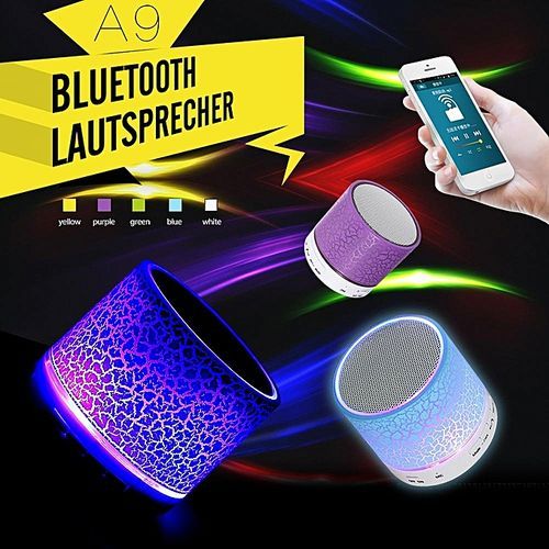 A9 Wireless Bluetooth Speaker Portable LED Mini Hands Free TF USB Subwoofer Music Sound Player For Car Phone Iphone PC(Purple) HT-S