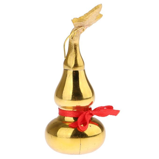 Chinese Pure Copper Artificial Gourd Statue Collectible Home