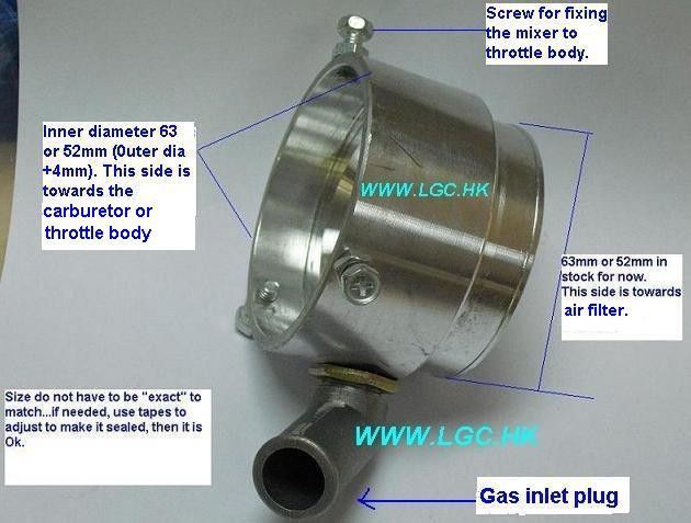 82mm/74mm/72mm/63mm/52mm/48mm Lpg Cng Gas Mixer Fo