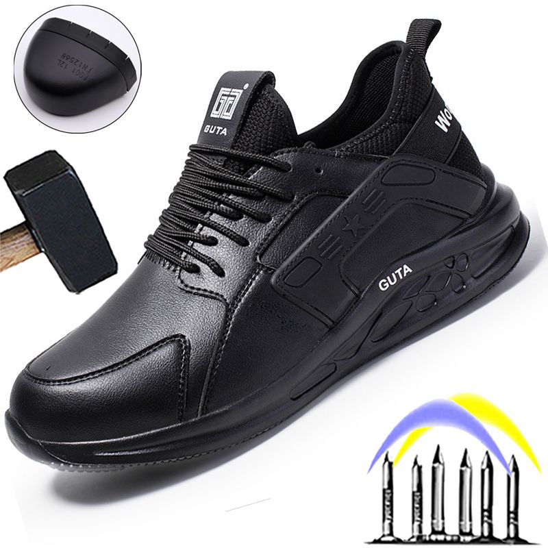 Work Safety Shoes Leather Boots Men Puncture-Proof Work Sneakers