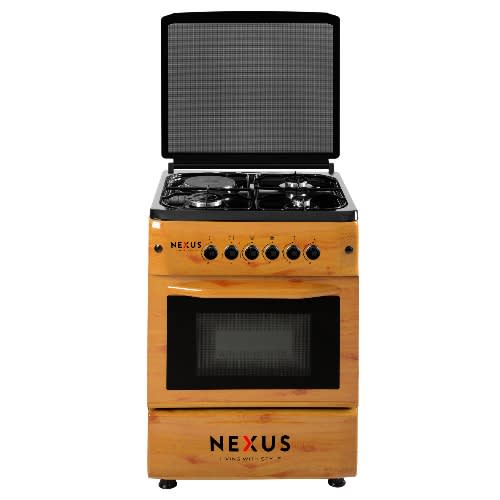 Gas Cooker - 3 Gas + 1 Electric Burner - Nx-6004 - 60x60 - Wooden Design