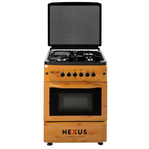 Gas Cooker - 3 Gas + 1 Electric Burner - Nx-6004 - 60x60 - Wooden Design