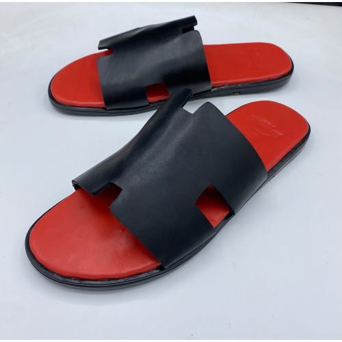 Men’s Leather Slippers -  Black