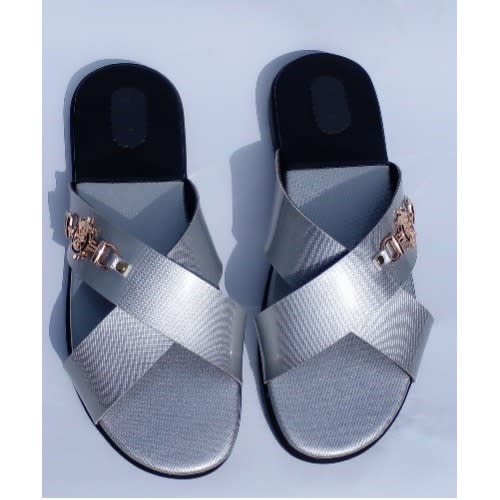 Men Slippers - Silver/black