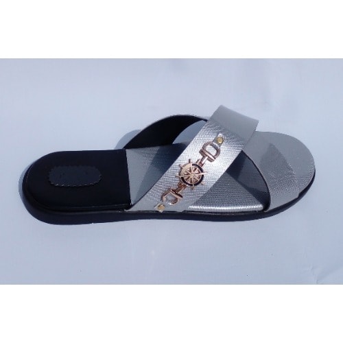 Men Slippers - Silver/black