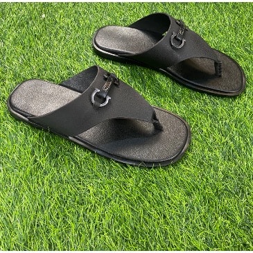 Black Leather Fashion Unique Men’s Slippers