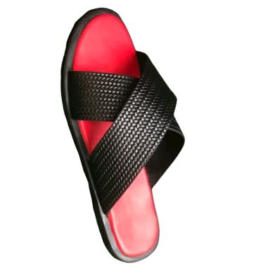 Yomitan - Men Woven Leather Cross Slippers - Black
