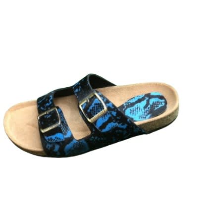 Male Blue Animal Skin Two-buckle Birkenstock Slide