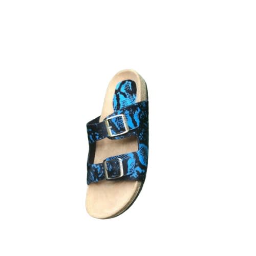 Male Blue Animal Skin Two-buckle Birkenstock Slide