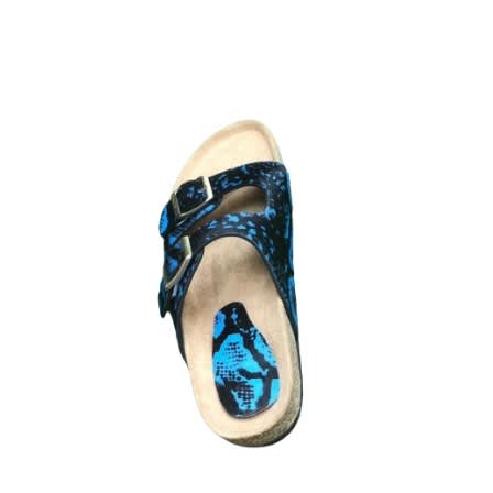 Male Blue Animal Skin Two-buckle Birkenstock Slide