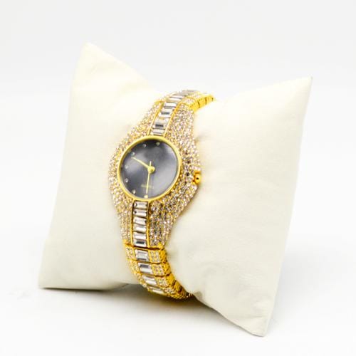 Women's Diamond Studded Wristwatch - Gold