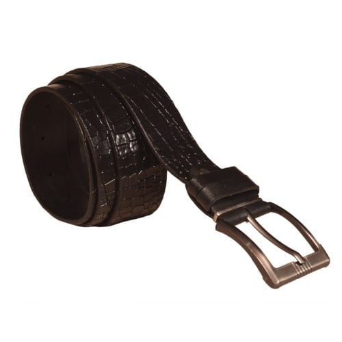 Crocodile Leather Belt - Black
