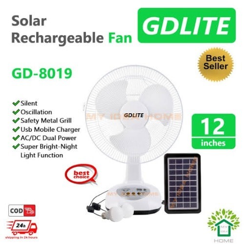 Rechargeable Fan With Solar Panel Gd-8019