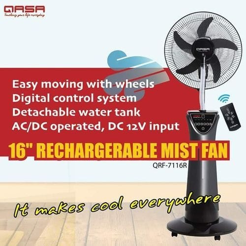 Mist Rechargeable Fan With Remote-16"