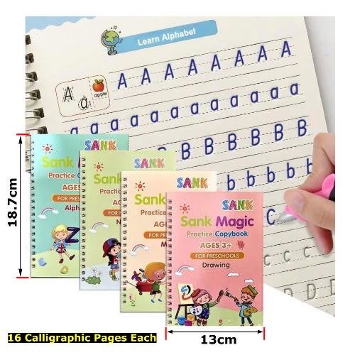 Magic Practice Copybook For Hand Writing - 4 In 1