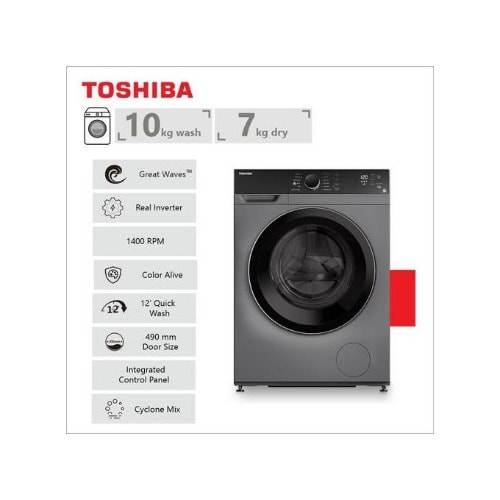 Automatic Front Load Washing Machine - 10kg Wash, 7kg Dry - TWD-BJ110M4GH