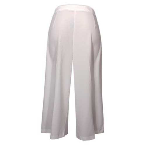 Ladies Eyelet Detail Cropped Trousers - White