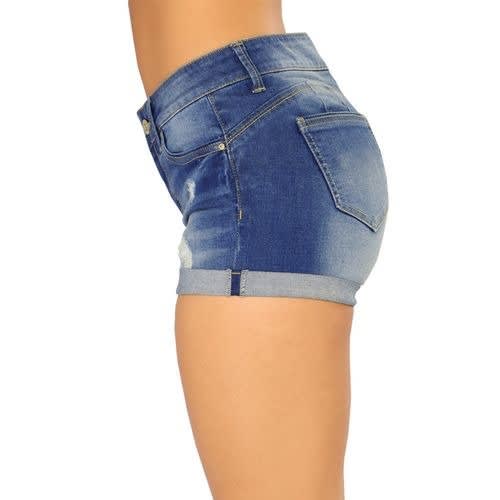 Ladies Short Skinny Ripped Jeans