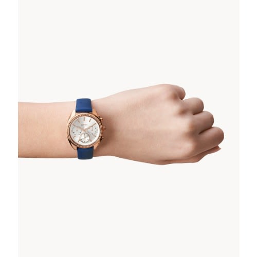 Vale Chronograph Blue Leather Watch