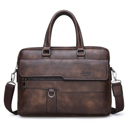 Jeep Buluo Custom Leather Briefcase Laptop Bag