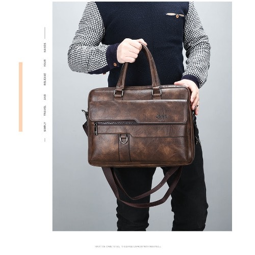 Jeep Buluo Custom Leather Briefcase Laptop Bag