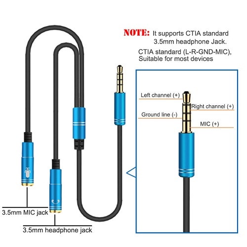 3.5mm Audio Mic Splitter 1 Male To 2 Female Jack 3.5 Extension Cable