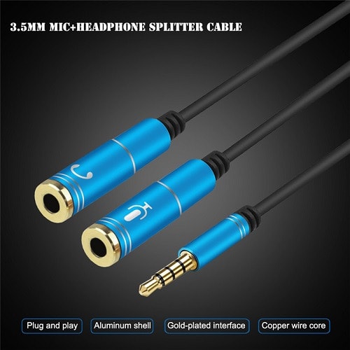 3.5mm Audio Mic Splitter 1 Male To 2 Female Jack 3.5 Extension Cable