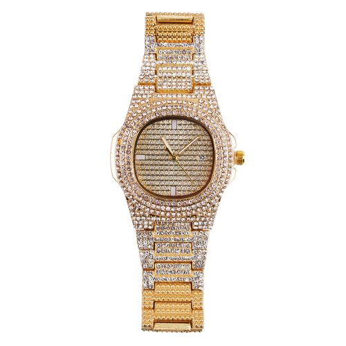 Iced Stoned Wristwatch - Gold