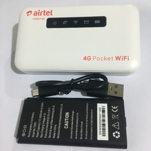 Airtel - 4G LTE Mobile WiFi With LAN Port - 10 Hours Battery & 25GB Data Sim Card