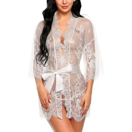 Ladies Night Robe - White