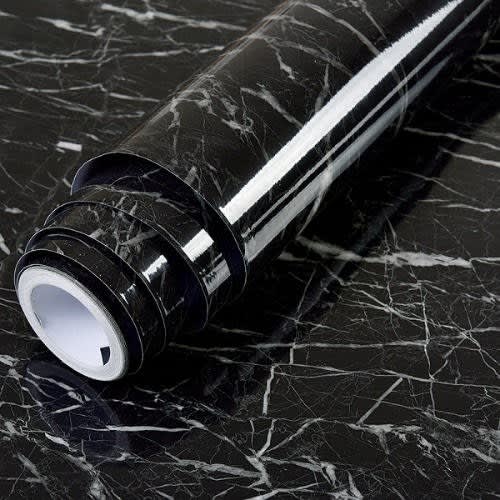 Self Adhesive Marble Designed Wallpaper - Black