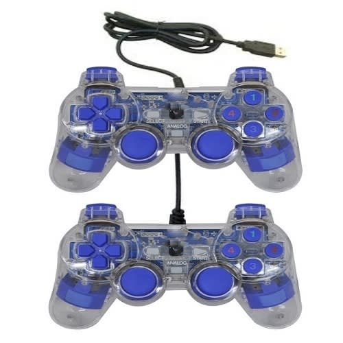Transparent USB Dual Vibration Game Controller Pad For PC