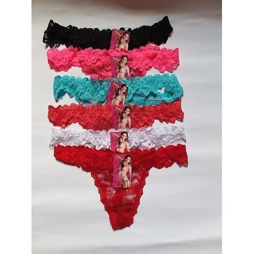 Lace Thong G-string - 6 Set -Multicolor