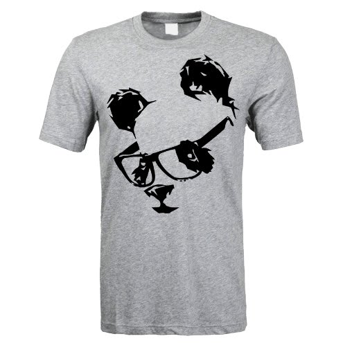 Nerdy Panda Print Tshirt - Grey