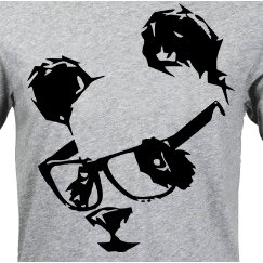 Nerdy Panda Print Tshirt - Grey