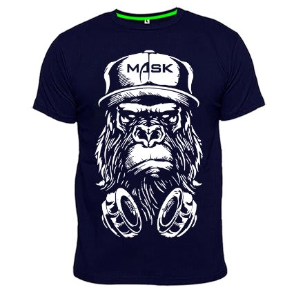 Chrysolite Designs  Mask Print T-Shirt - Navy Blue