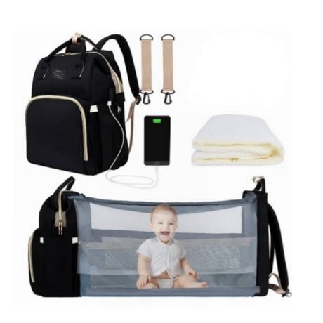 Diaper Baby Bag With Bed, Usb And Mosquito Net