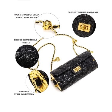 Leather Sausage Design Purse - Black