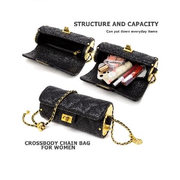 Leather Sausage Design Purse - Black