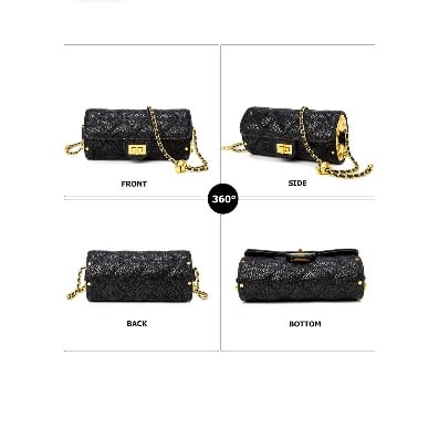 Leather Sausage Design Purse - Black